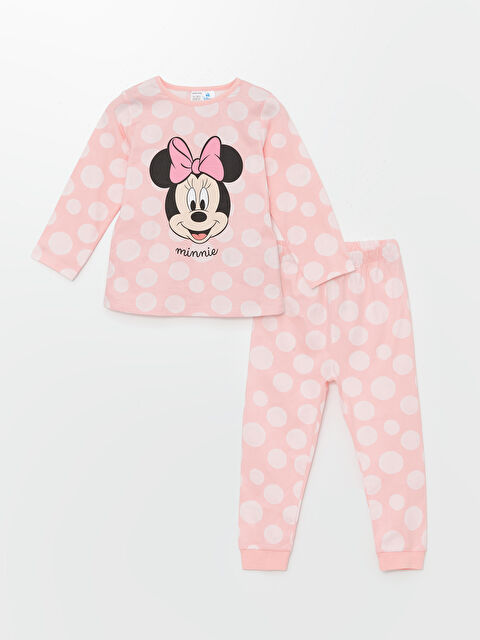 LCW baby Crew Neck Long Sleeve Minnie Mouse Printed Baby Girls' Pyjama Set - W47792Z1-LT4
