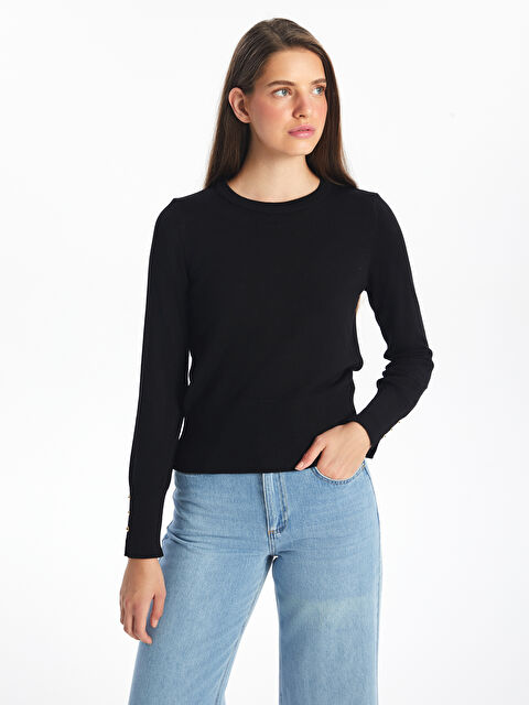 LCW Vision Bisiklet Yaka Düz Uzun Kollu Kadın Triko Kazak - W47860Z8-CVL