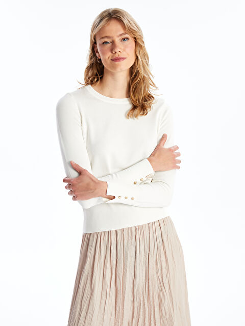 LCW Vision Bisiklet Yaka Düz Uzun Kollu Kadın Triko Kazak - W47860Z8-FDU