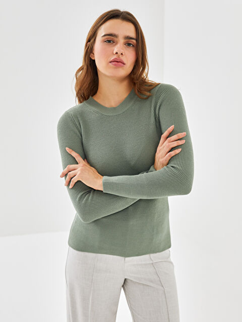 LCW Vision Bisiklet Yaka Düz Uzun Kollu Kadın Triko Kazak - W47865Z8-H9B