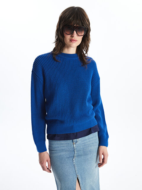 LCW Vision Bisiklet Yaka Oversize Kadın Triko Kazak - W47871Z8-HRS