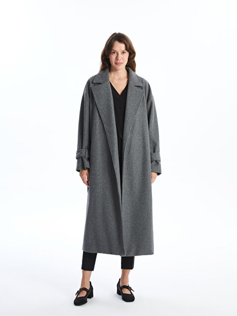 LCWAIKIKI Classic Ceket Yaka Oversize Kadın Kaşe Kaban - W47913Z8-D7H