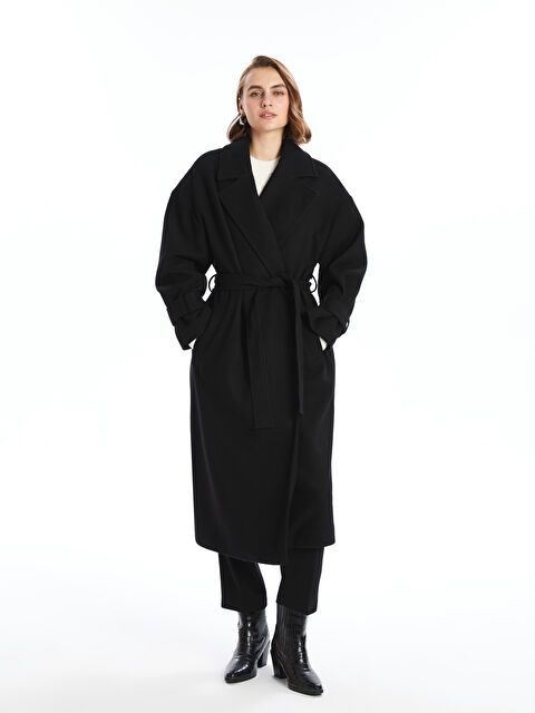 LCWAIKIKI Classic Ceket Yaka Oversize Kadın Kaşe Kaban - W47913Z8-CVL