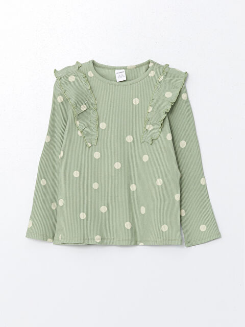 LCW Kids Bisiklet Yaka Uzun Kollu Puantiyeli Kız Çocuk Bluz - W47946Z1-LRR