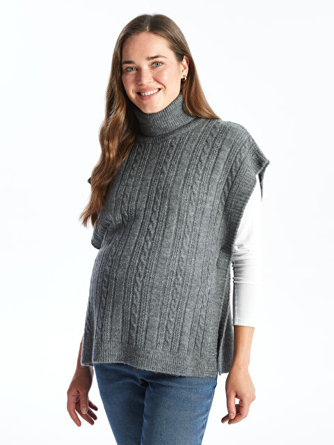 LCW Comfort Balıkçı Yaka Kendinden Desenli Kadın Triko Süveter - W48135Z8-YJB