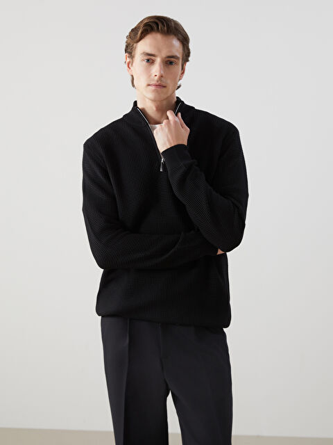 LCW Vision Dik Yaka Uzun Kollu Erkek Triko Kazak - W48163Z8-CVL