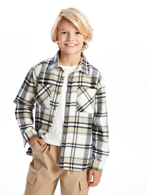 LCW Kids Loose Fit Plaid Boys' Shirt Jacket - W48194Z4-LKW