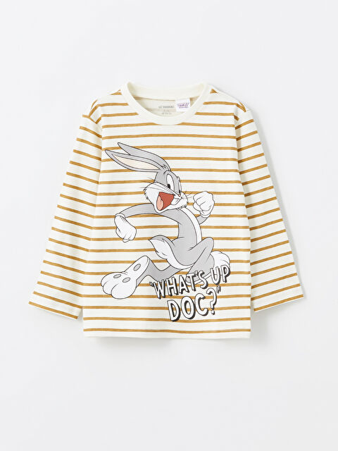 LCW Kids Bisiklet Yaka Uzun Kollu Bugs Bunny Baskılı Erkek Çocuk Tişört - W48308Z1-LRA