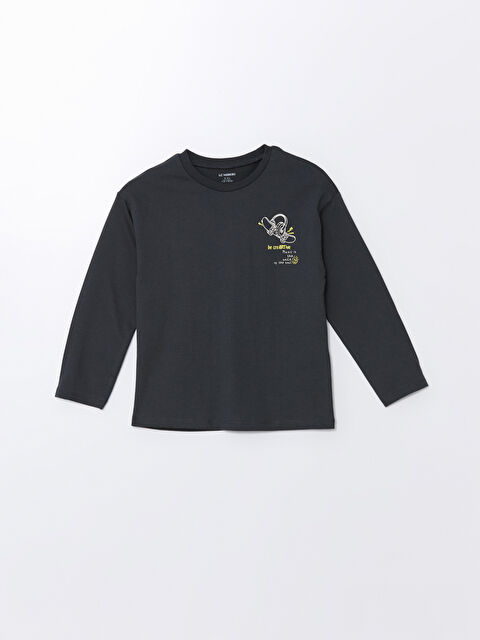 LCW baby Bisiklet Yaka Uzun Kollu Baskılı Erkek Çocuk Tişört - W48316Z1-R4W