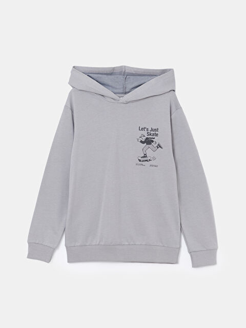 LCW Kids Kapüşonlu Baskılı Erkek Çocuk Sweatshirt - W48350Z4-GQ7