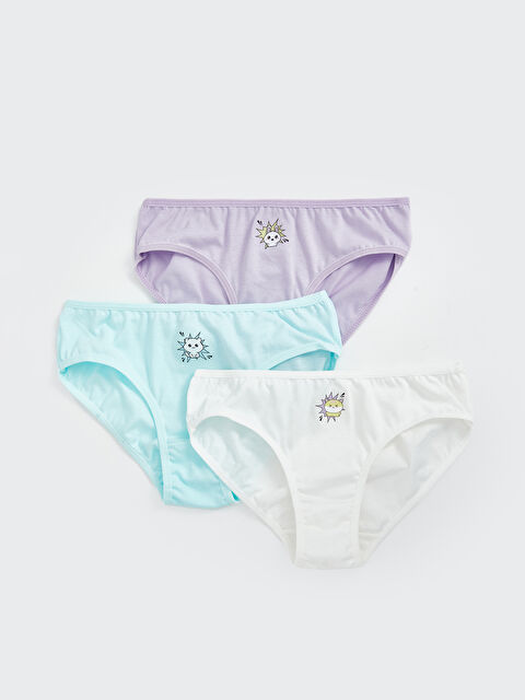 LCW Kids Baskılı Pamuklu Kız Çocuk Külot 3'lü - W48497Z4-FDU