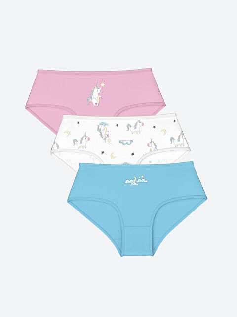 LCW Kids Baskılı Kız Çocuk Külot 3'lü - W48539Z4-QXB