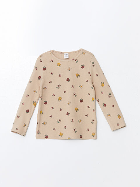 LCW Kids Bisiklet Yaka Baskılı Kız Çocuk Tişört - W48563Z1-LRA