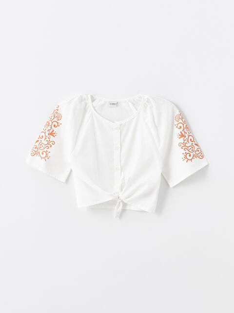 LCW Kids Desenli Kız Çocuk Crop Gömlek - W48650Z4-FRC