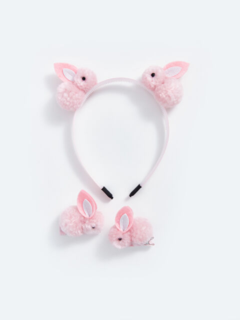 LCW ACCESSORIES Tavşan Figürlü Kız Çocuk Taç ve Toka Seti - W48692Z4-M0T