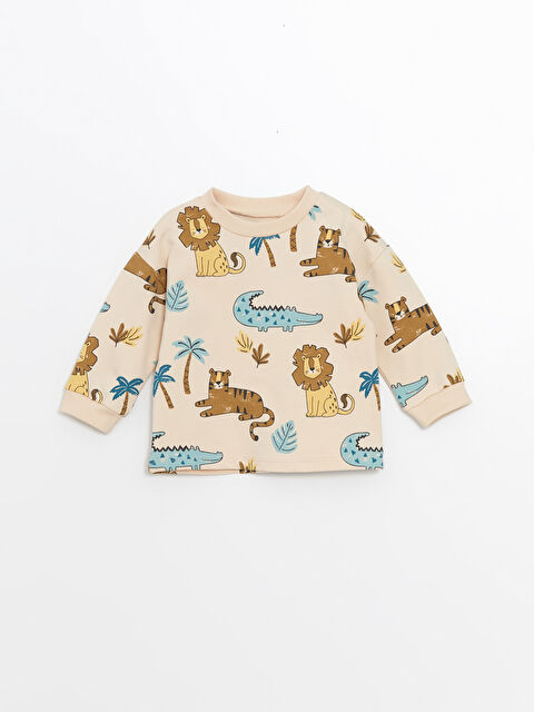 LCW baby Bisiklet Yaka Uzun Kollu Baskılı Erkek Bebek Tişört - W48849Z1-LRA