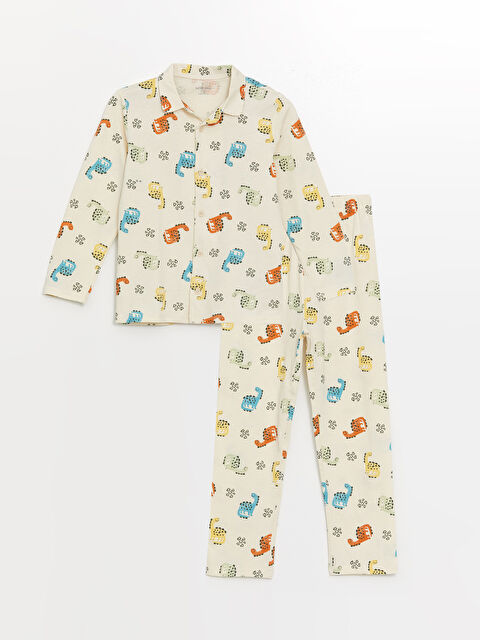 LCW baby Polo Yaka Uzun Kollu Baskılı Erkek Bebek Pijama Takımı - W48921Z1-LRA