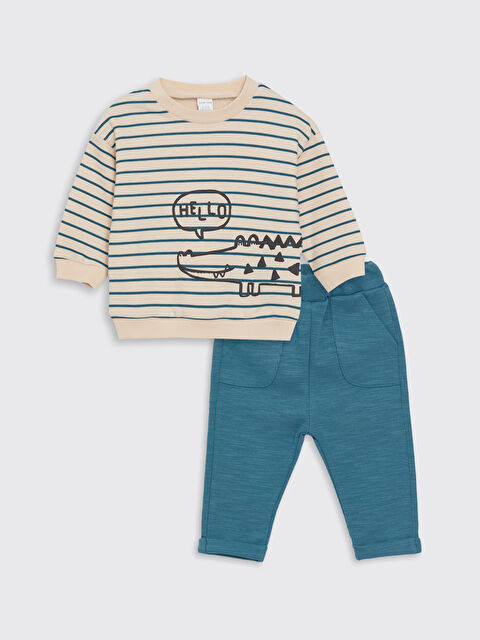 LCW baby Baskılı Erkek Bebek Sweatshirt ve Eşofman Alt 2'li - W48955Z1-LFC