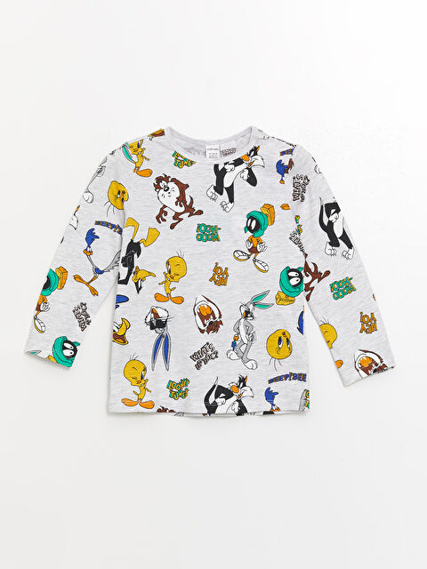 LCW baby Bisiklet Yaka Uzun Kollu Bugs Bunny Baskılı Erkek Bebek Tişört - W48969Z1-998