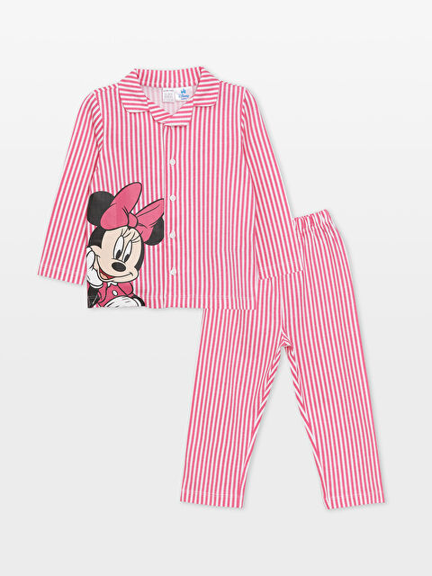 LCW baby Polo Yaka Minnie Mouse Baskılı Kısa Kollu Kız Bebek Pijama Takım - W48996Z1-LRA