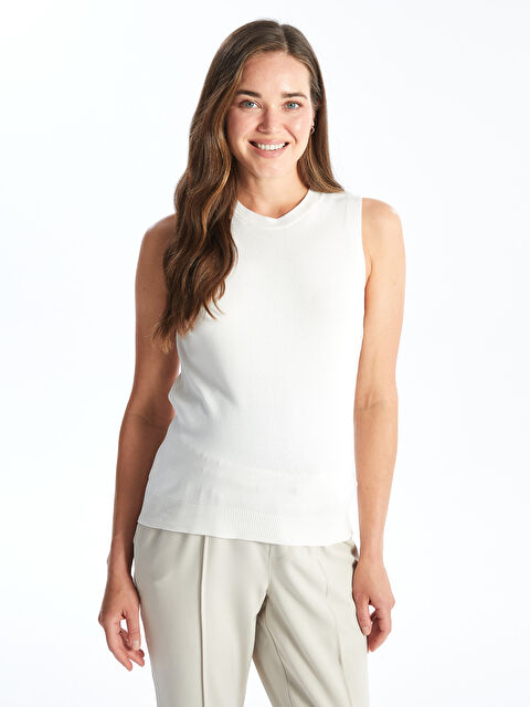 LCWAIKIKI Maternity Bisiklet Yaka Düz Hamile Triko Süveter - W49093Z8-R9J