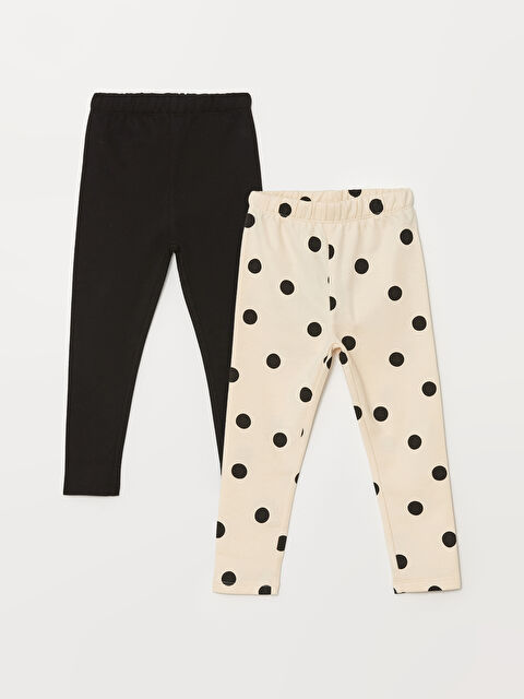 LCW Kids Beli Lastikli Puantiyeli Kız Çocuk Tayt 2'li - W49134Z1-LRA