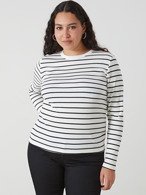 LCWAIKIKI Basic Crew Neck Striped Women's Body - W49171Z8-LFC