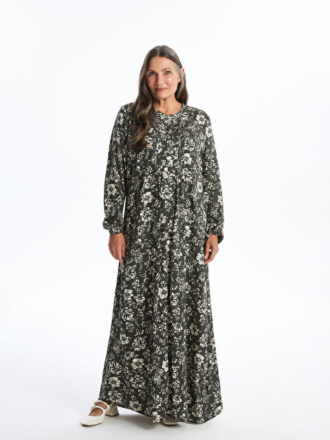 LCW Grace Bisiklet Yaka Desenli Elbise - W49223Z8-F9C