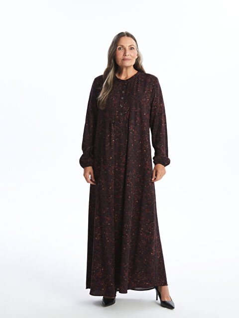 LCW Grace Bisiklet Yaka Desenli Elbise - W49223Z8-LQV