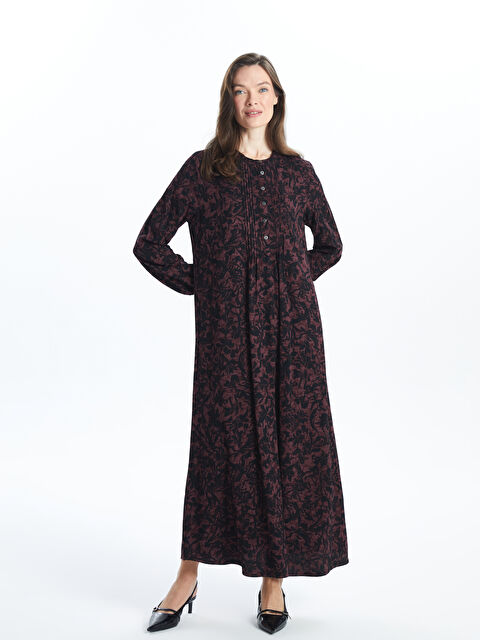 LCW Grace Bisiklet Yaka Desenli Elbise - W49223Z8-LTR