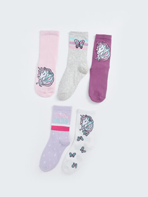 LCW Kids Desenli Kız Çocuk Soket Çorap 5'li - W49286Z4-J3S