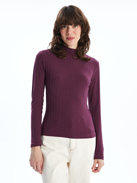 LCWAIKIKI Basic Dik Yaka Düz Uzun Kollu Kadın Body - W49329Z8-HNN