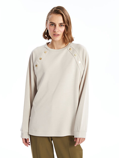 LCWAIKIKI Classic Bisiklet Yaka Düz Oversize Kadın Sweatshirt Tunik - W49336Z8-QYF