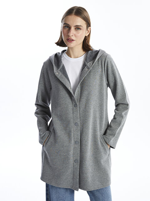 LCWAIKIKI Basic Kapüşonlu Kadın Hırka - W49337Z8-D3A