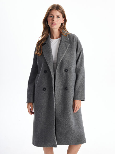 LCW Vision Ceket Yaka Kadın Kaşe Kaban - W49416Z8-D5C