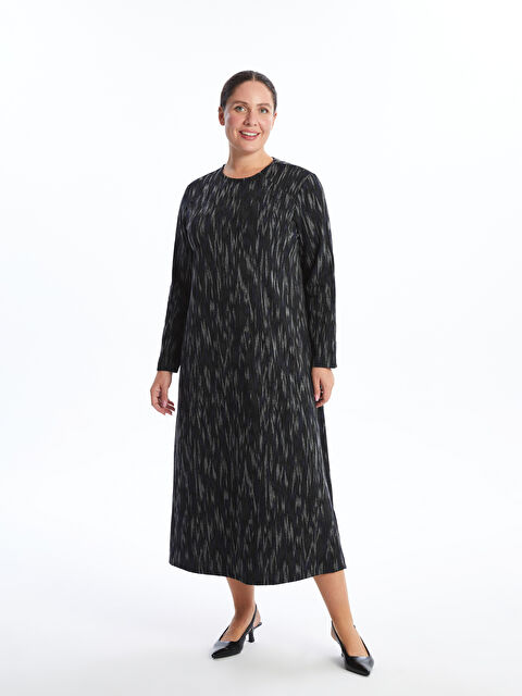 LCW Grace Bisiklet Yaka Desenli Elbise - W49455Z8-LQJ