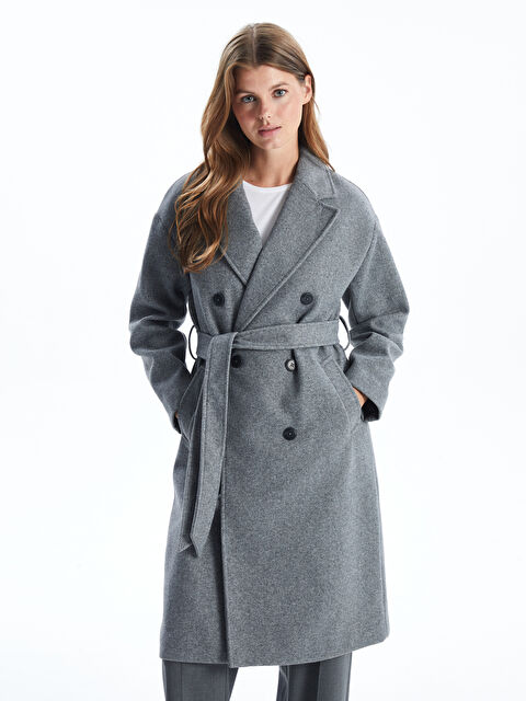 LCW Vision Ceket Yaka Kadın Kaşe Kaban - W49470Z8-D5C