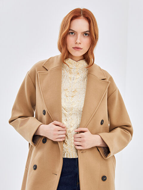 LCW Vision Ceket Yaka Kadın Kaşe Kaban - W49470Z8-VAH