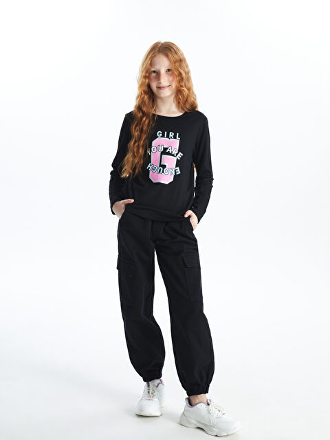 LCW Kids Beli Lastikli Kız Çocuk Kargo Jogger Pantolon - W49486Z4-CVL