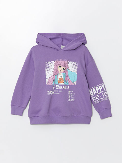 LCW Kids Kapüşonlu Kız Çocuk Kalın Sweatshirt - W49543Z4-GPZ