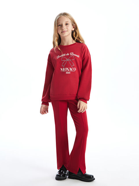 LCW Kids Bisiklet Yaka Kız Çocuk Kalın Sweatshirt ve Tayt - W49596Z4-HJR