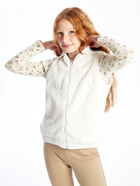 LCW Kids Kız Çocuk Triko Yelek - W49686Z4-FDW