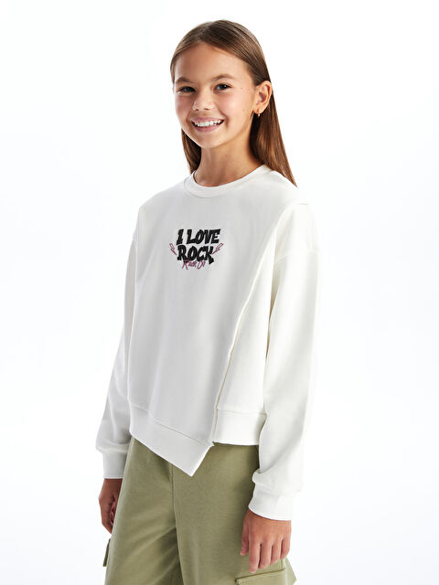 LCW Kids Bisiklet Yaka Kız Çocuk Kalın Sweatshirt - W49694Z4-FRC