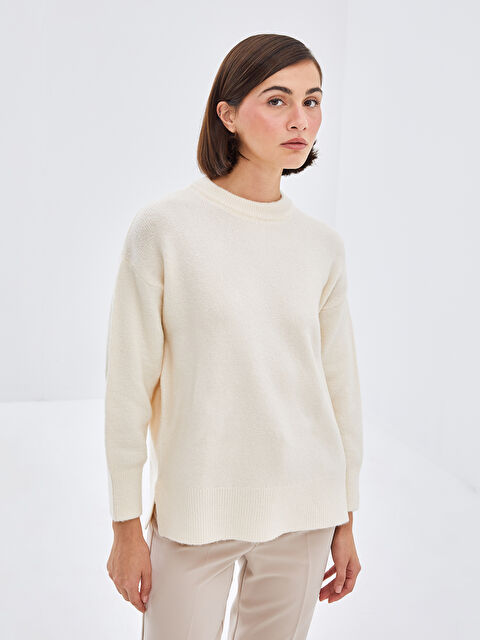 LCW Vision Bisiklet Yaka Oversize Kadın Triko Kazak - W49767Z8-R5B