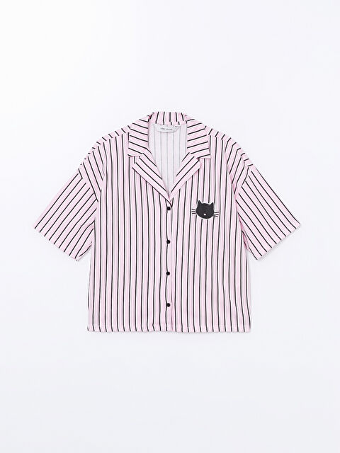 LCW Young Gömlek Yaka Çizgili Kadın Pijama Üstü - W49850Z8-LRA