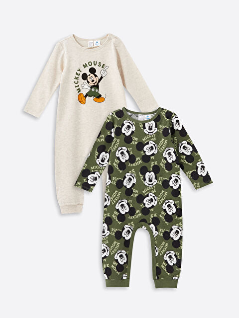 LCW baby Bisiklet Yaka Mickey Mouse Baskılı Erkek Bebek Tulum - W49866Z1-L8Q