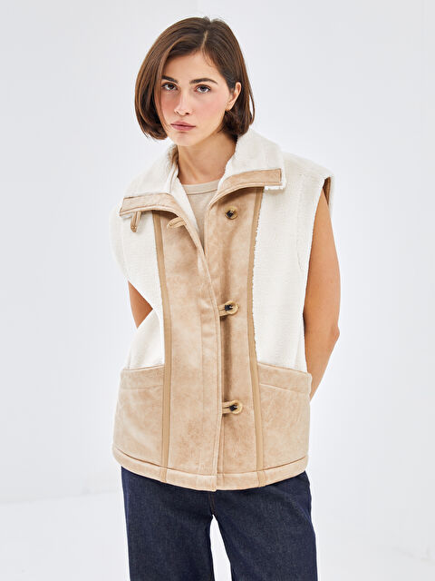 LCW Vision Ceket Yaka Süet Görünümlü Yelek - W49914Z8-V9H