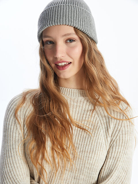 LCW Vision Bisiklet Yaka Düz Uzun Kollu Kadın Triko Kazak - W49944Z8-R9J