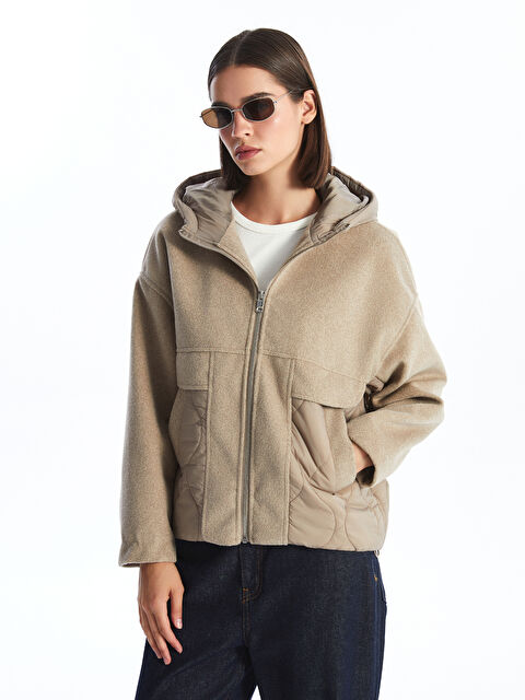 LCW Vision Kapüşonlu Oversize Kadın Kaşe Kaban - W49986Z8-YEC