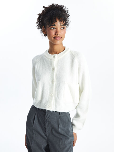 XSIDE Bisiklet Yaka Düz Uzun Kollu Kadın Triko Hırka - W4AA74Z8-R9J